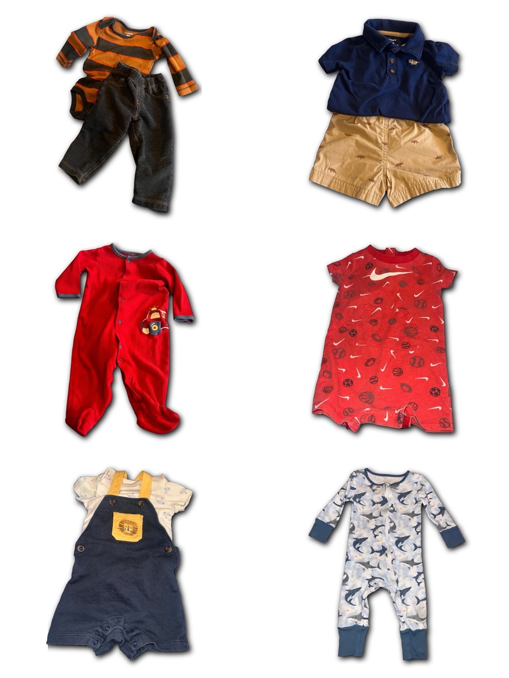 9 Piece Mixed Lot Bundle Carter's Pajama Sets Onsies 6 Mo